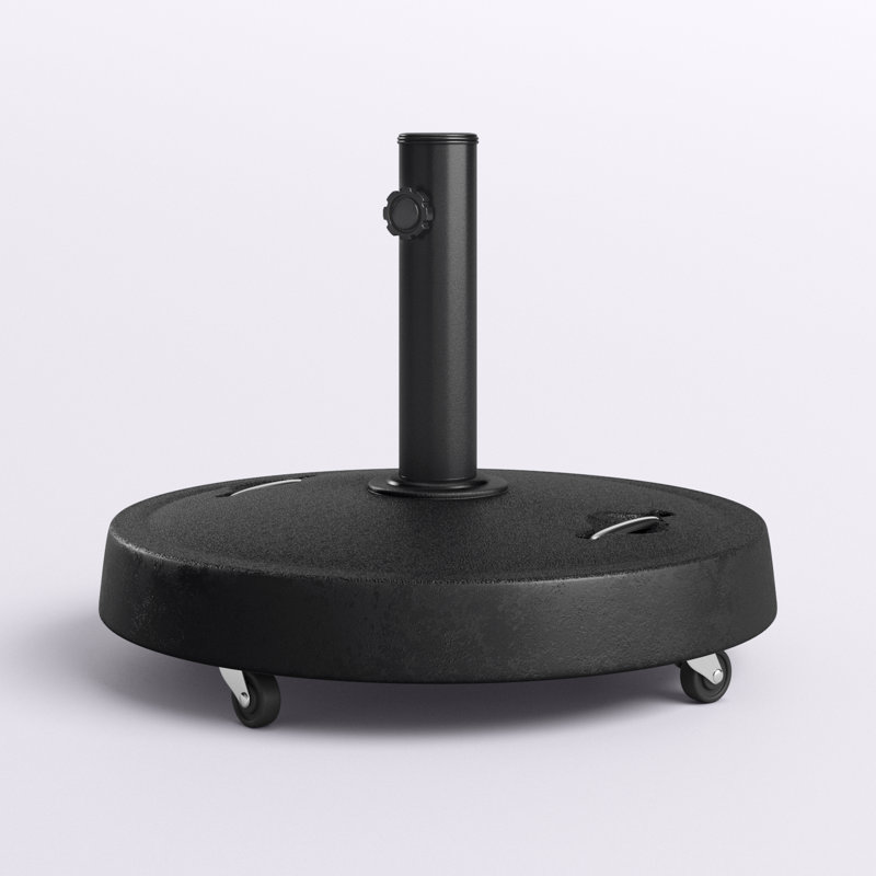 Base de parasol de patio 52Lbs en résine avec roues et poignées rétractables Jarnagin, porte-parapluie 20,75 po