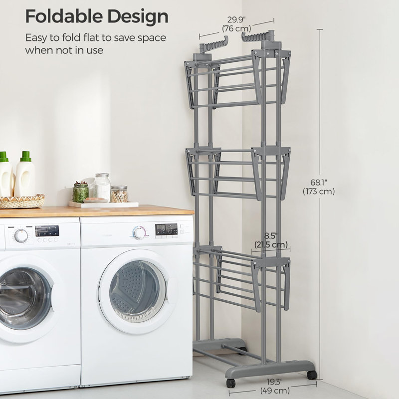 Large Clothes Airer, Foldable Clothes Drying Rack Laundry 4-Tier, Grey
