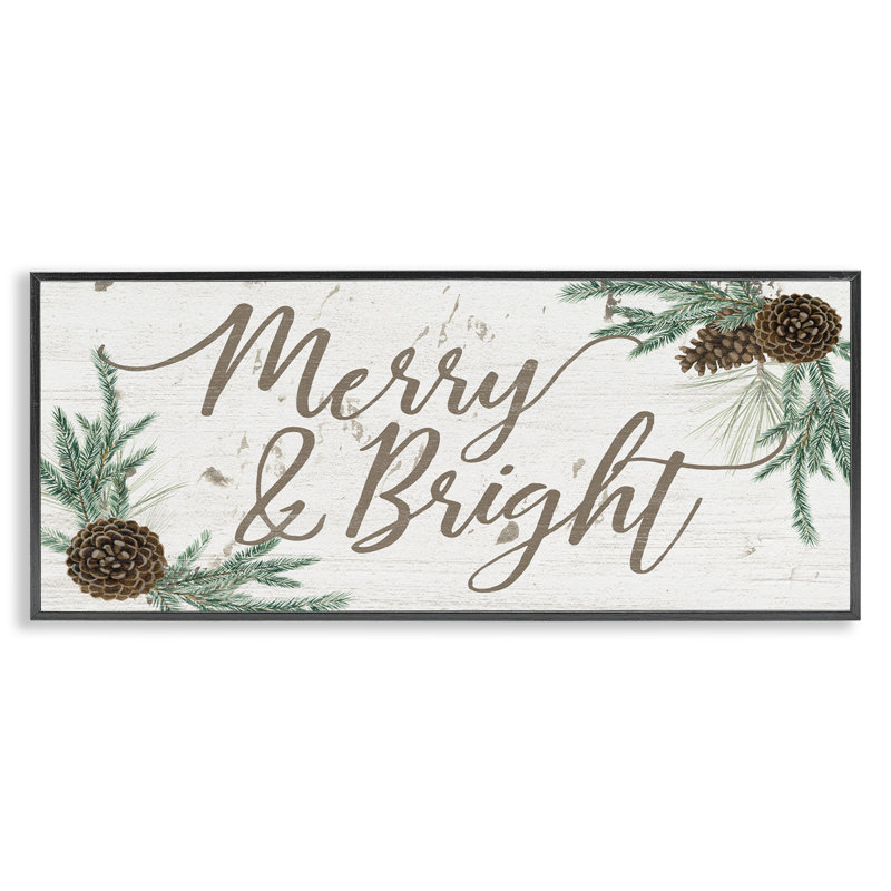 Art giclée «Merry & Bright Festive Winter» par Grace Popp, Giclée encadrée noir minuit, H 10 po x l 24 po