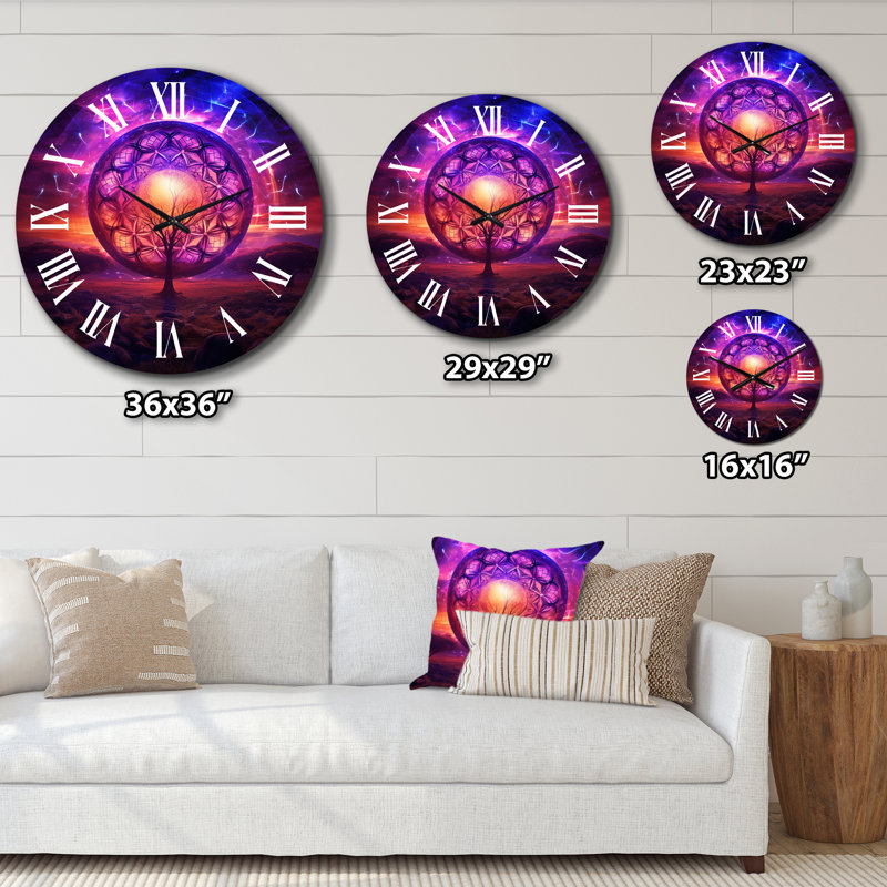 Horloge murale visionnaire arbre de vie en métal, Grand