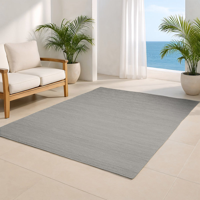 Solid Gray Indoor and Outdoor Area Rug, Rectangle 4' x 6'