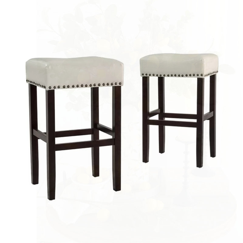 Tabouret de comptoir de 30 pouces en simili cuir sans dossier (ensemble de 2), Ivory