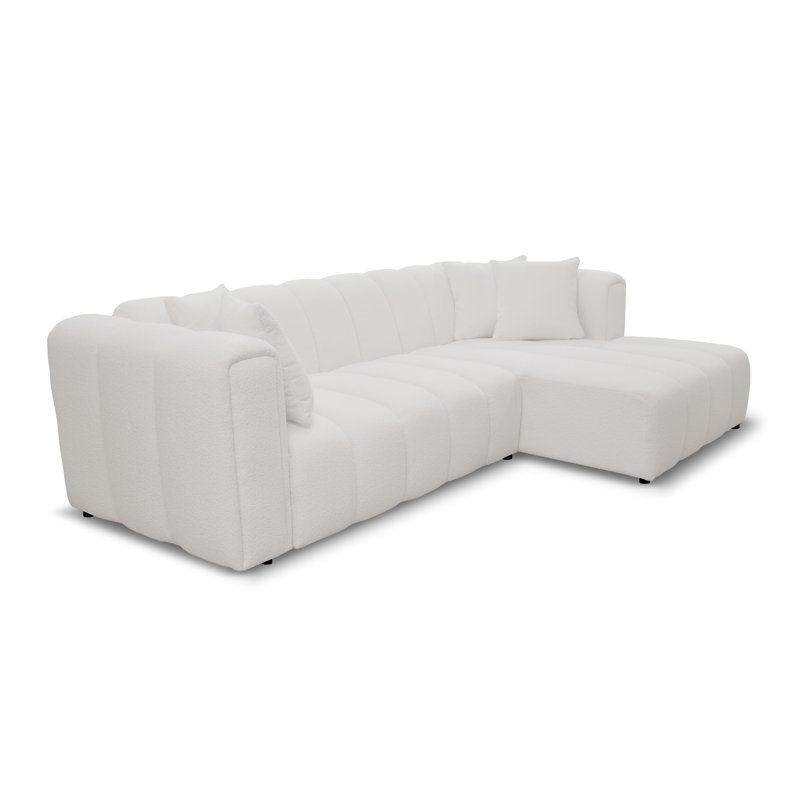 Oheneba 3 Seater Corner Sofa , Right Hand Facing, Cream