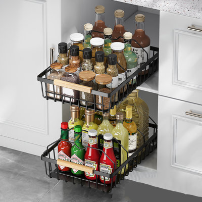 Pull Out Cabinet Organizer Slide-Out Drawers Organizers Under Sink for Kitchen and Pantry Storage