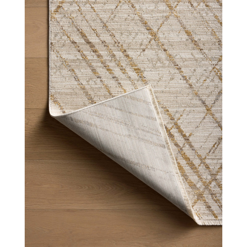Marlia Beige / Gold Area Rug, Square 1'6"