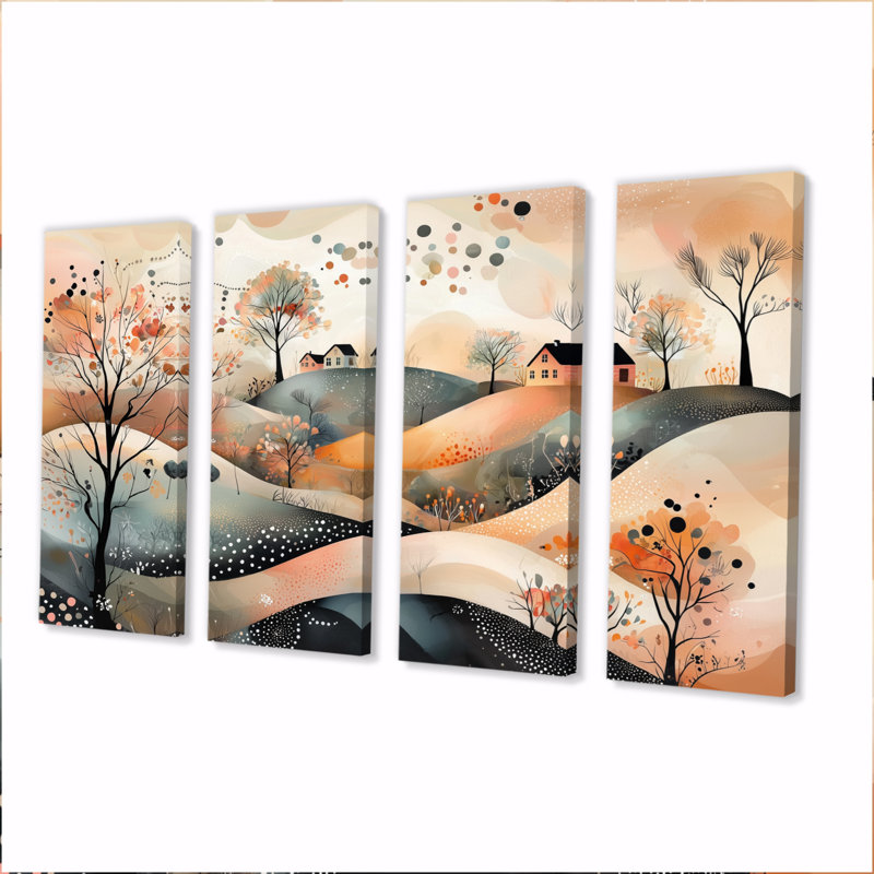 Brown Abstract Mountain Landscape II - Abstract Landscapes Canvas Wall Art Set, 28" H x 48" W