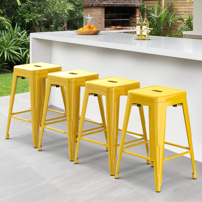 Tabouret de bar 24 po Kohki, Jaune, Set of 4