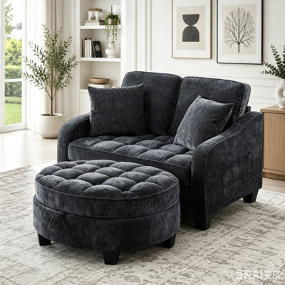 Two-seater sofa with 2 pillows