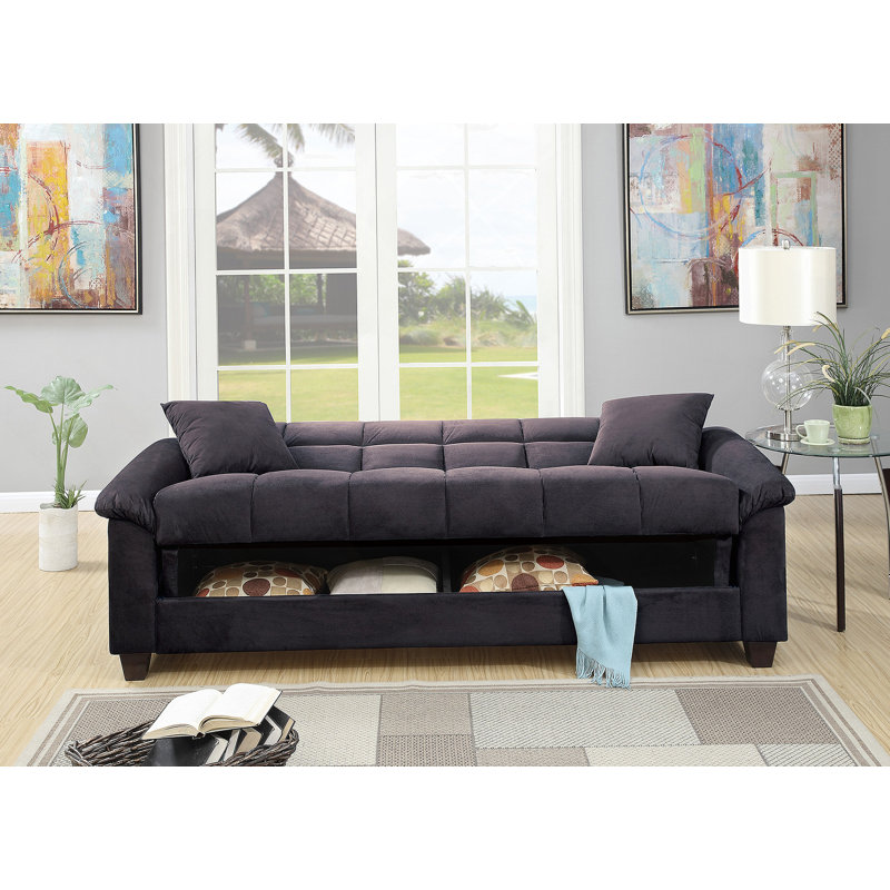 Canapé réglable multifonctionnel de salon contemporain avec revêtement en microfibre moelleuse, fonction de rangement et coussins inclus pour une détente confortable