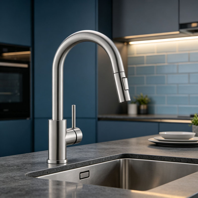Topcraft  Single Handle Single Hole Pull Down Kitchen Sink Faucet, Brushed Nickel