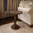 Jem 22 Inch Side End Table, Round Top, Hand Carved Boho Mandala Design With Twisted Base, Brown Mango Wood