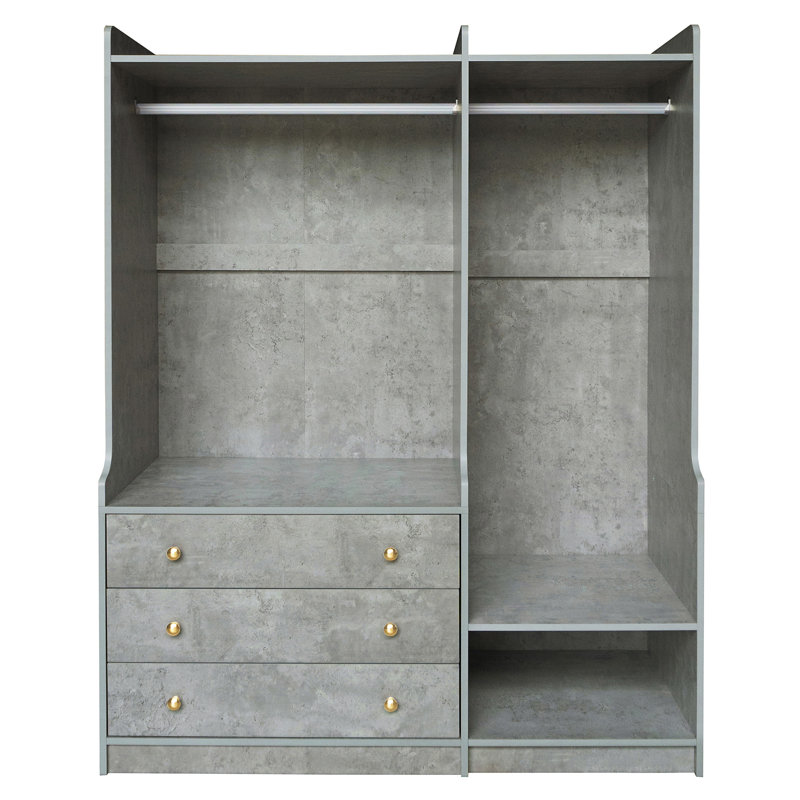 Rangement ouvert pour garde-robe en bois pour chambre à coucher, Gris
