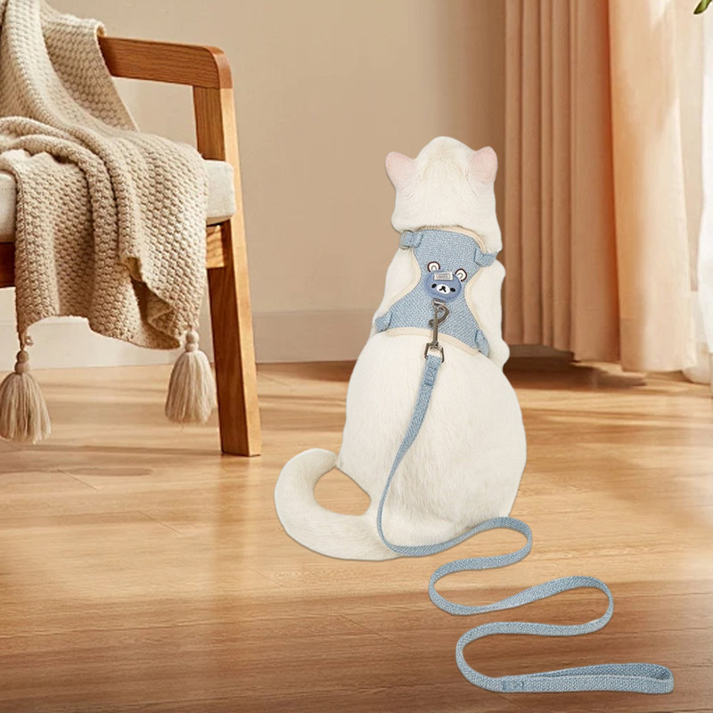 Harnais pour chat avec laisse réglable pour la marche, bleu, Bleu