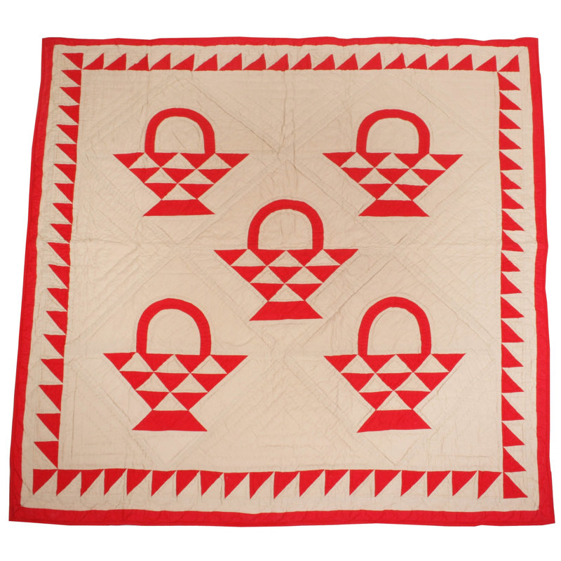 Nunez Cotton Quilt, Red/Beige