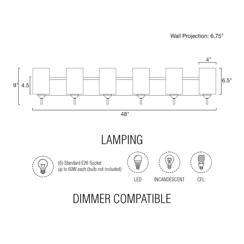 6 - Light Dimmable Vanity Light