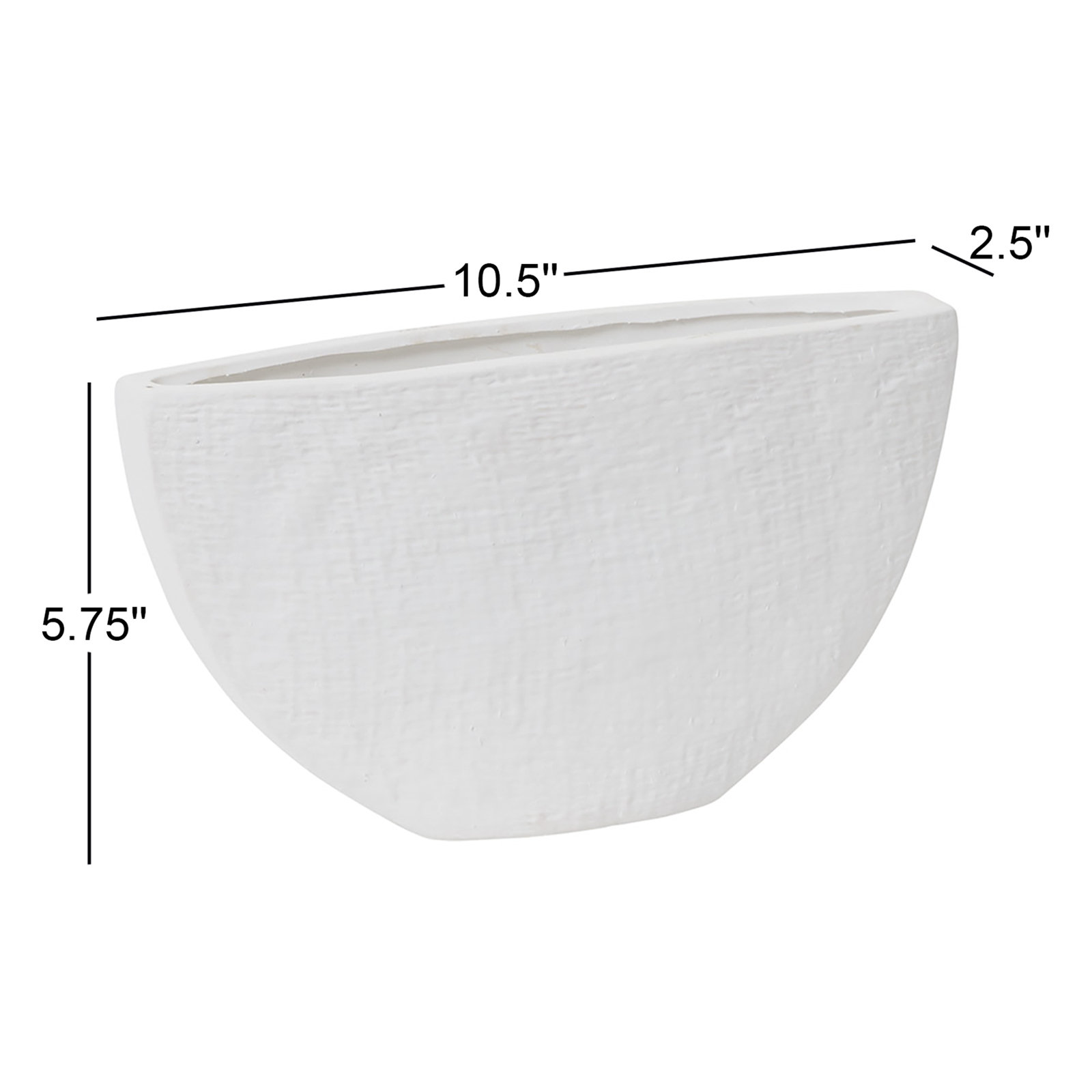 Handmade Ceramic Pot Planter, White, 5.75" H x 10.5" W x 2.5" D