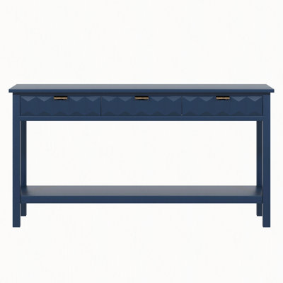 58.3" Entryway Console Table with Honeycomb Drawers, Fir Veneer & Solid Pine Legs