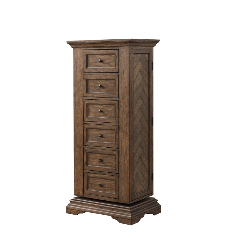 Commode pivotante à 6 tiroirs pour la lingerie avec miroir Kerr, noyer
