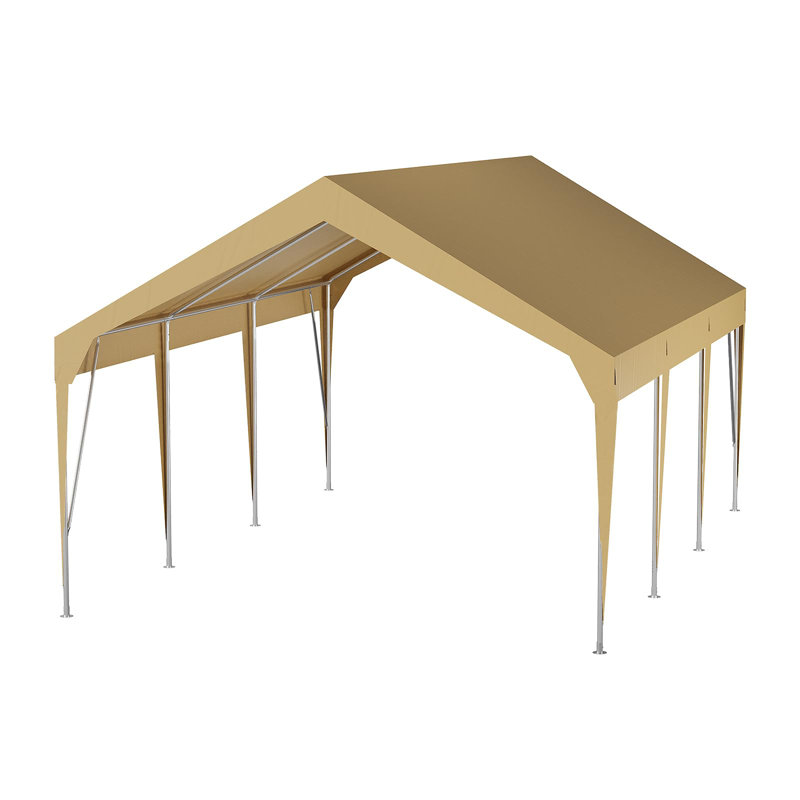 Auvent 10 x 20 pi pour abri d'auto robuste et résistant aux rayons UV, H 9,3 pi x l 20 pi x P 10 pi, Jaune