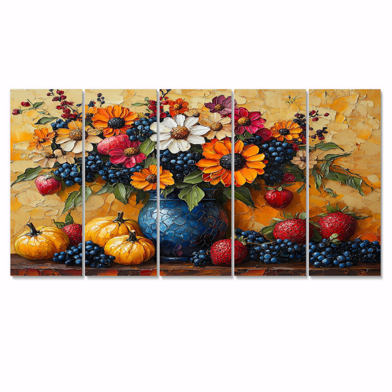 Ensemble de décorations murales orange et bleues, H 32 po x l 80 po