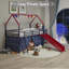 Ensemble lit mezzanine simple avec glissade et rideau Jack Metal Junior House, bleu marine et rouge Super Hero-1577789424