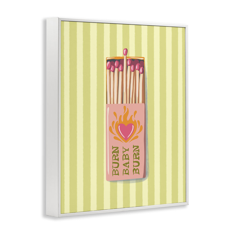 «Burn Baby Matches», giclée encadrée, design par Elyse Anastacia, H 20 po x l 16 po, Blanc