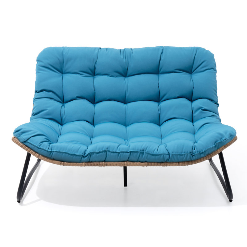 Lelsie 53.15" Wide Patio Loveseat, Blue