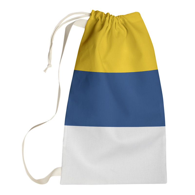 Los Angeles LA Fabric Laundry Bag with Handles, Small (29" H x 18" W), Blue Accent