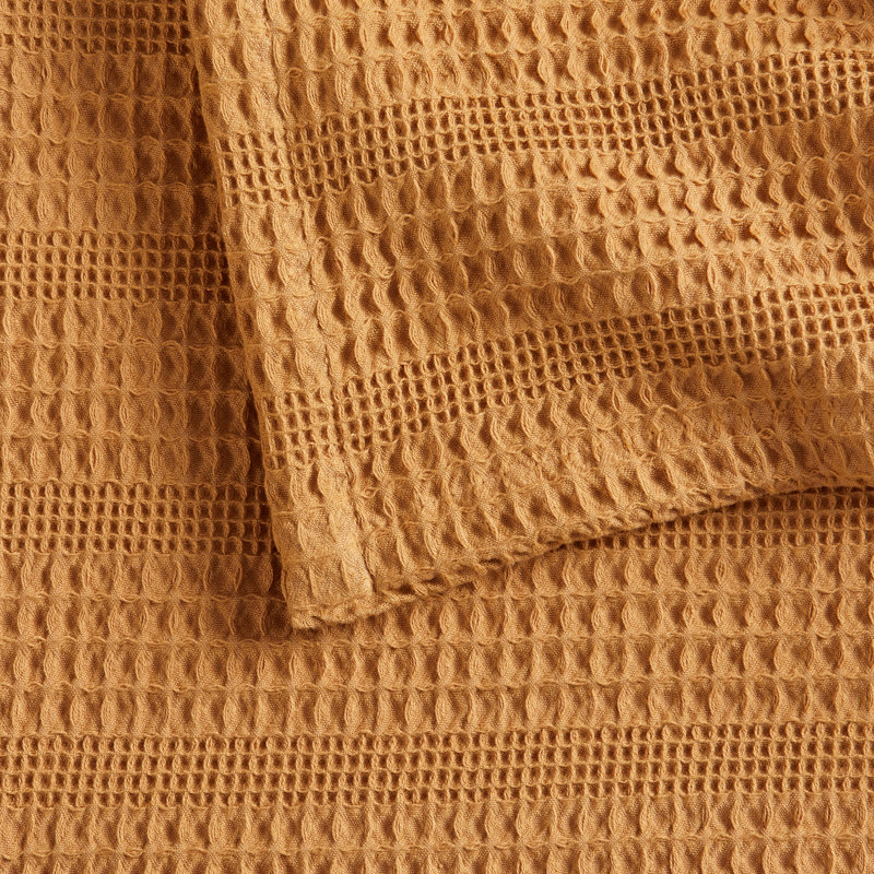 Jeté Amelia Waffle Weave, Très grand, Or