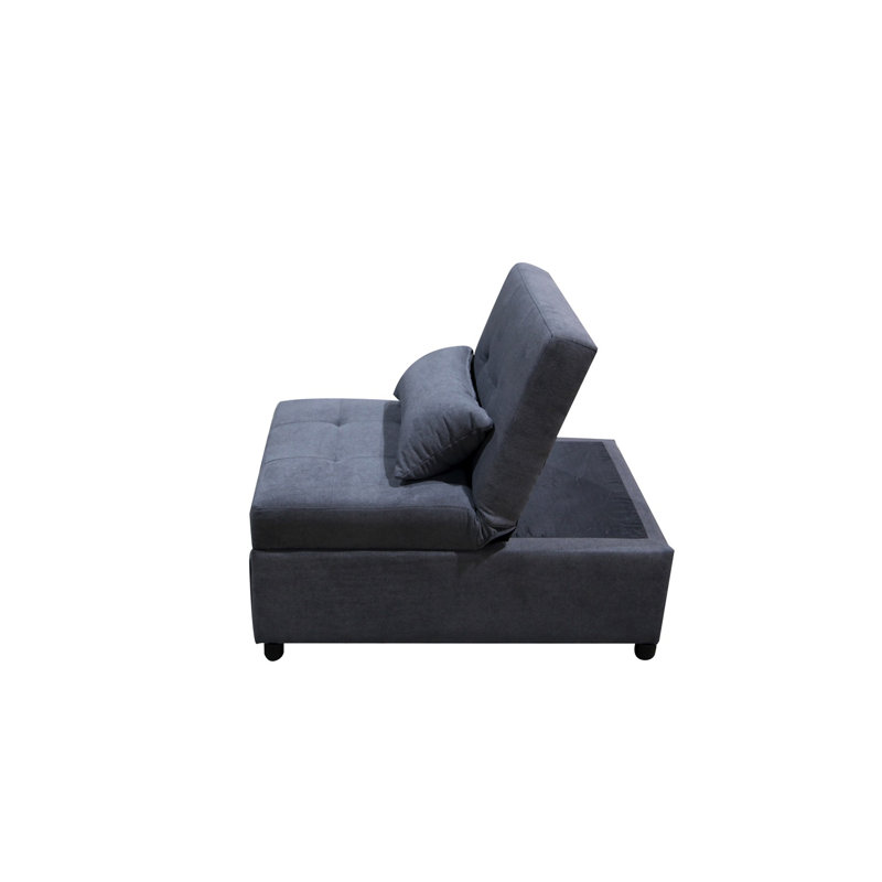 Canapé-lit pliant avec repose-pieds gris foncé, Gris foncé