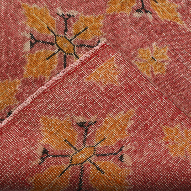 Wool Floral Area Rug in Pink/Orange