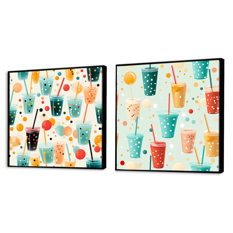Bauxite - Ensemble de 2 collages abstraits carrés, Cadre flottant noir, H 16 po x l 33 po
