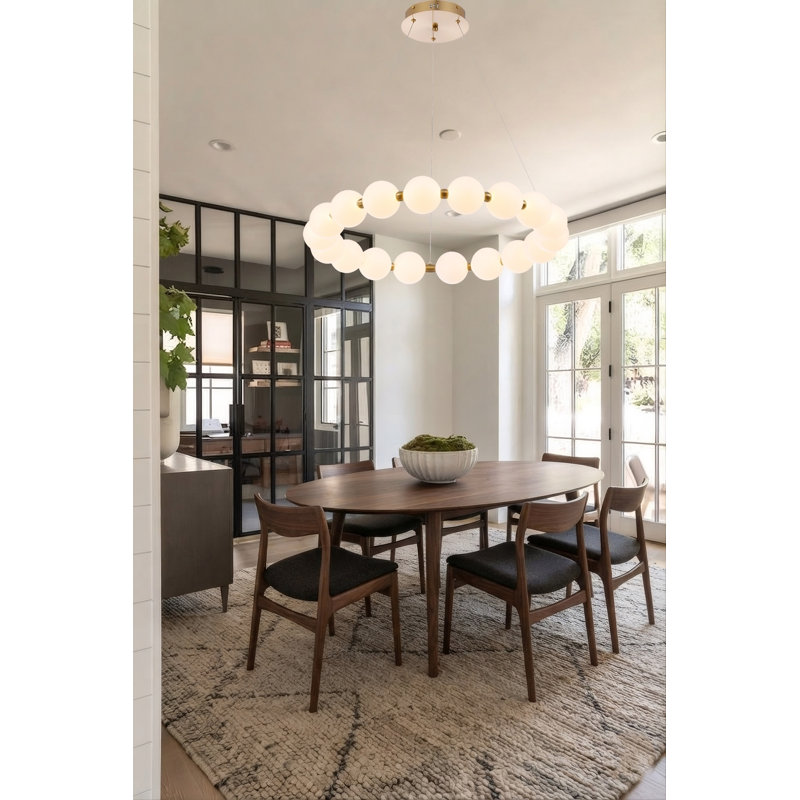 Harmehar 29" Wide Acrylic Circular Ring Orbit LED Integrated Chandelier, 28.7" H x 28.7" W x 28.7" D, White