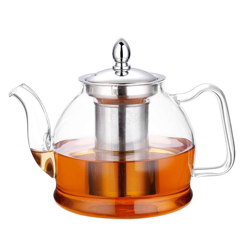 Théière en verre 1000 ml avec infuseur amovible, bouilloire pour cuisinière, ensemble de théière à feuilles mobiles et à feuilles mobiles