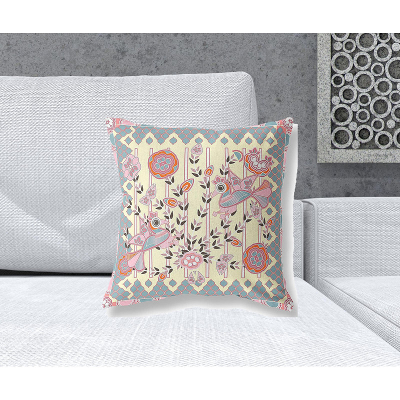 Coussin 18 po x 18 po, Jaune/gris
