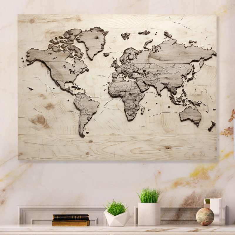 " Rustic Routes World Map ", 12" H x 20" W x 1" D