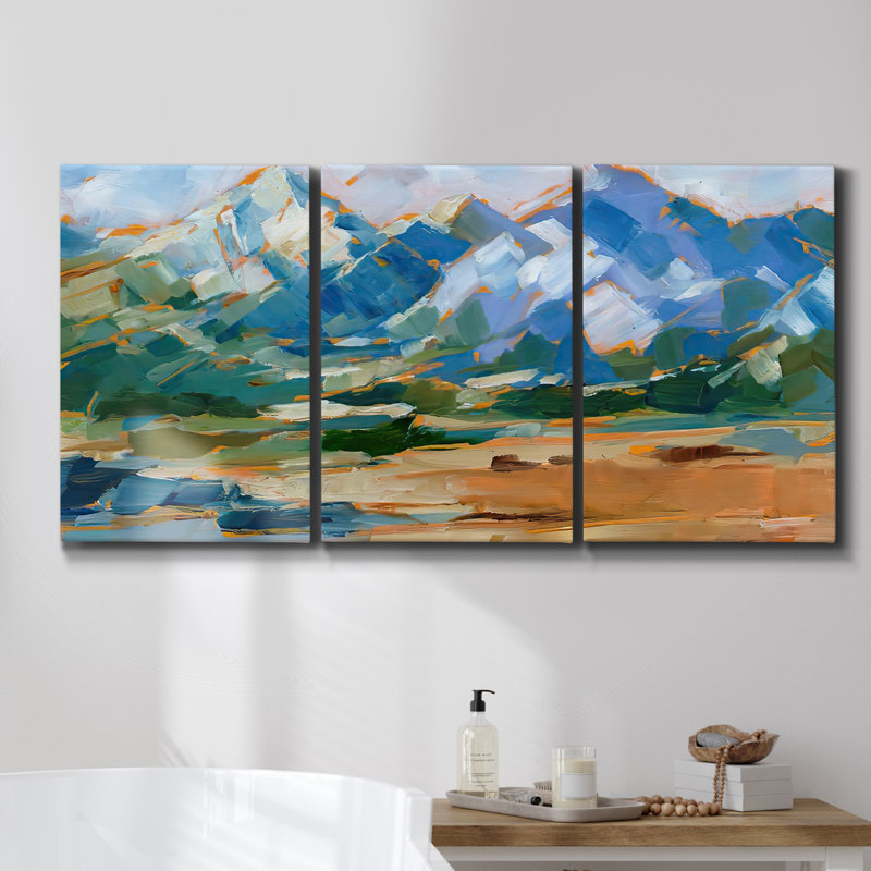 " Golden Fissure I " 3 - Pieces, 27" H x 54" W x 2" D