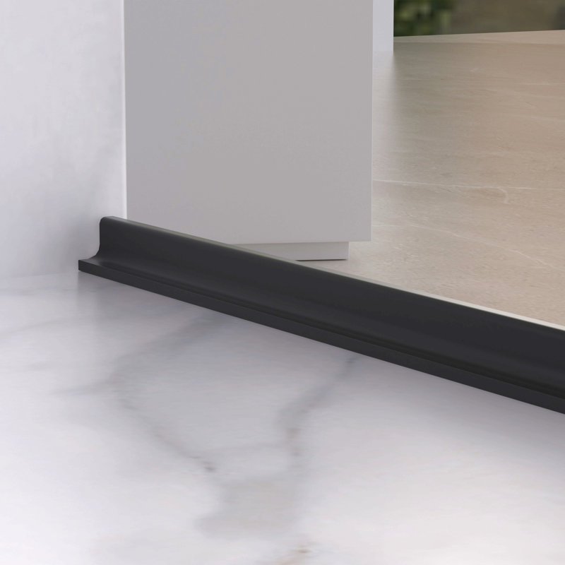 Porte de douche coulissante semi-sans cadre l 56 à 60 po x H 74 po, verre trempé clair Sgcc de 1/4 po (6 mm), fini noir mat, largeur réglable - aucune découpe requise