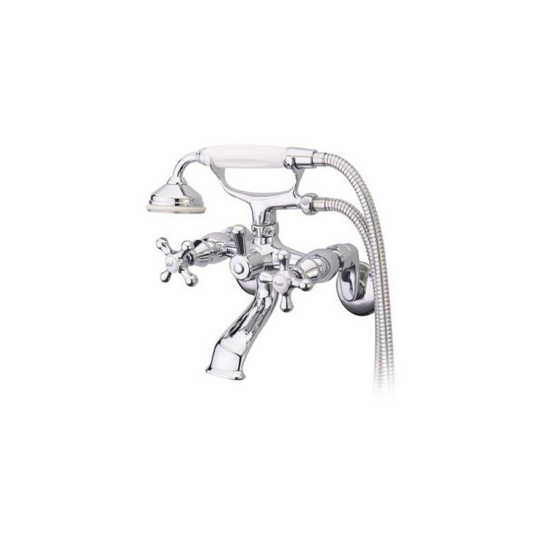 Triple Handle Wall Mounted Clawfoot Tub Faucet, Chrome