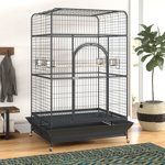 Briceno 78.25'' Steel Flat Top Floor Bird Cage with Wheels