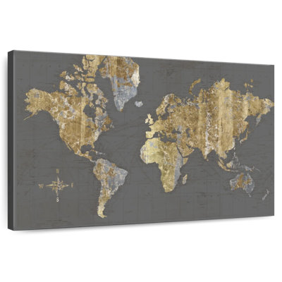 Aliaz Gilded Map Gray