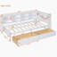 Lit de jour en bois simple avec 2 tiroirs, lit de jour avec tablette de rangement et ports de chargement USB, blanc-1857551756