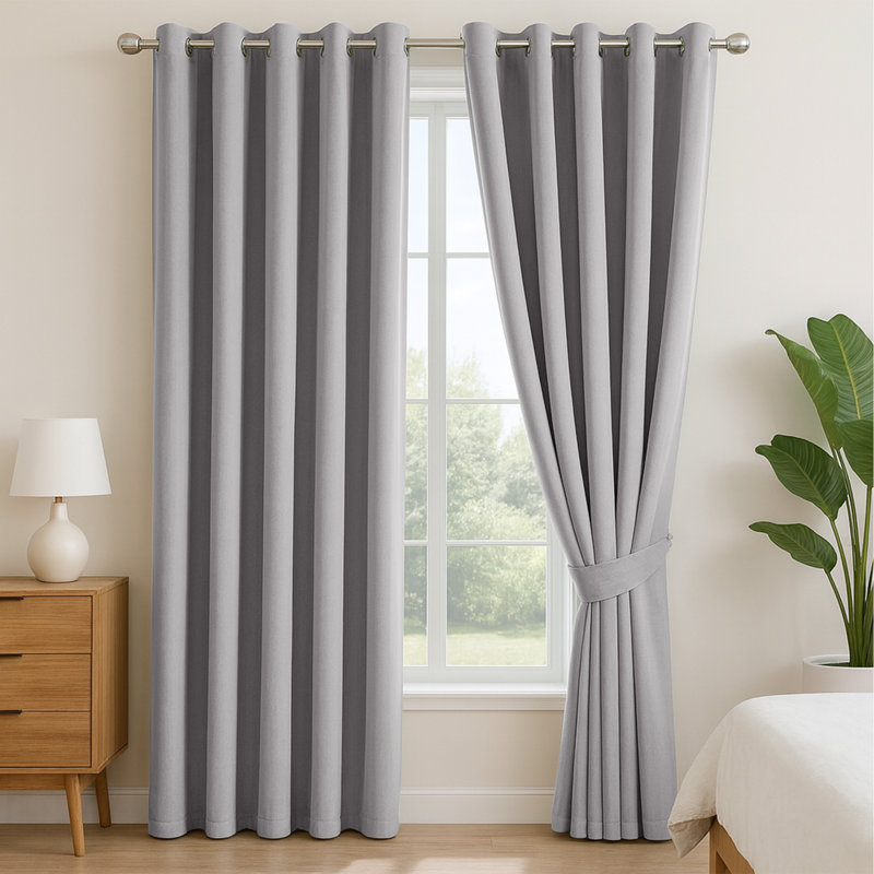 100% Linen Blackout Curtains - Thermal Insulated Eyelet Grommet Room Darkening Luxury Window Panels, MOCHA