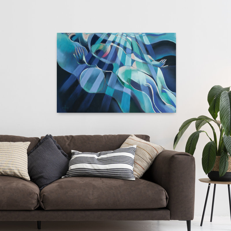 Art sous-marin abstrait océan pacifique serein, 32" H x 48" W