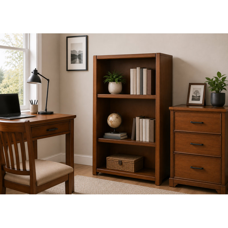 McKaylah Bookcase, Havana Gold, (2 Shelf) 48” H x 32” W x 13” D