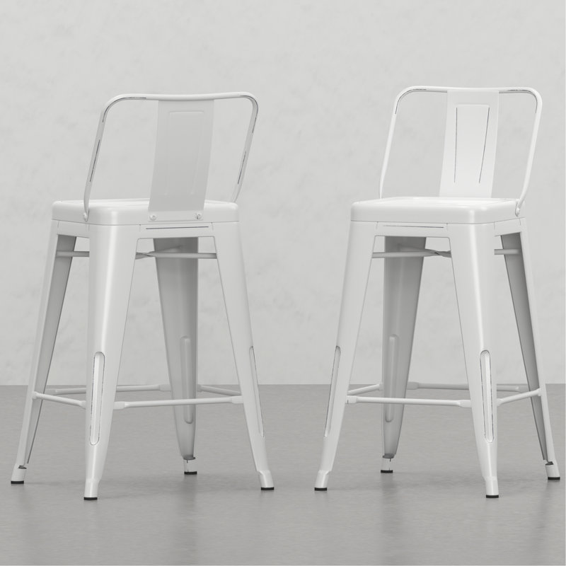 Tabouret à hauteur de comptoir 24 po (ensemble de 2), Blanc