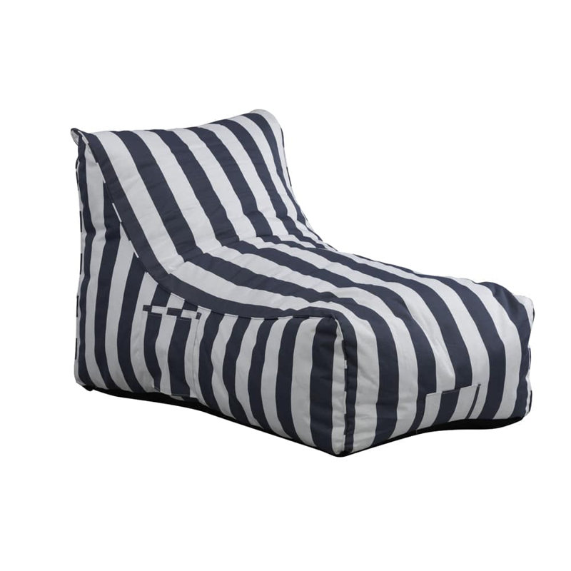 Yukon Fabric Outdoor Friendly Bean Bag Lounger, Striped Blue White