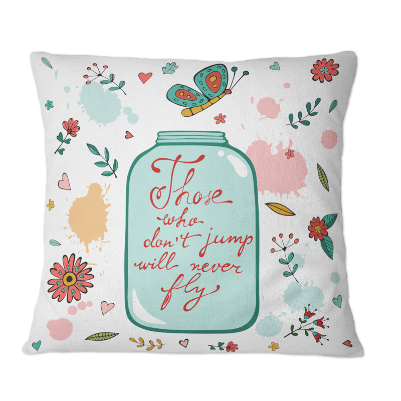 Ceux qui ne sautent pas ne voleront jamais - Coussin décoratif à imprimé traditionnel, 16 po x 16 po