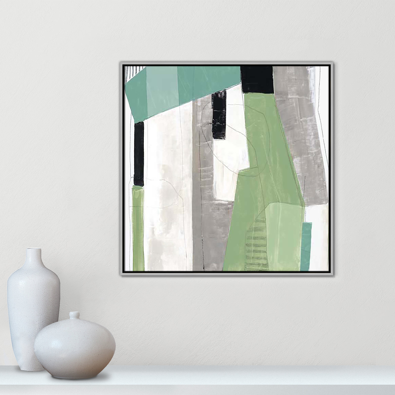 Evergreen Essence I Print, 31.5" H x 31.5" W x 2" D, Silver Floater Framed