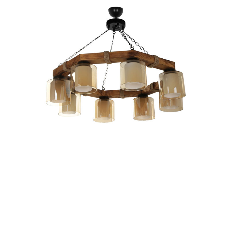 Lustre unique à 8 lumières Kip, Brun